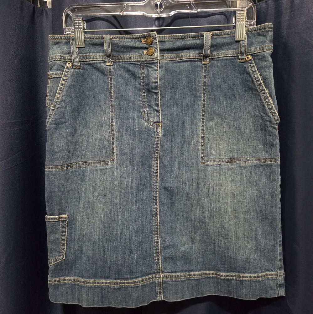 Jones New York Stretch Blue Denim Pencil Skirt
